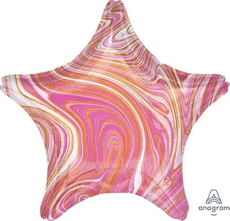 18" Marblez Pink Star Foil Balloon