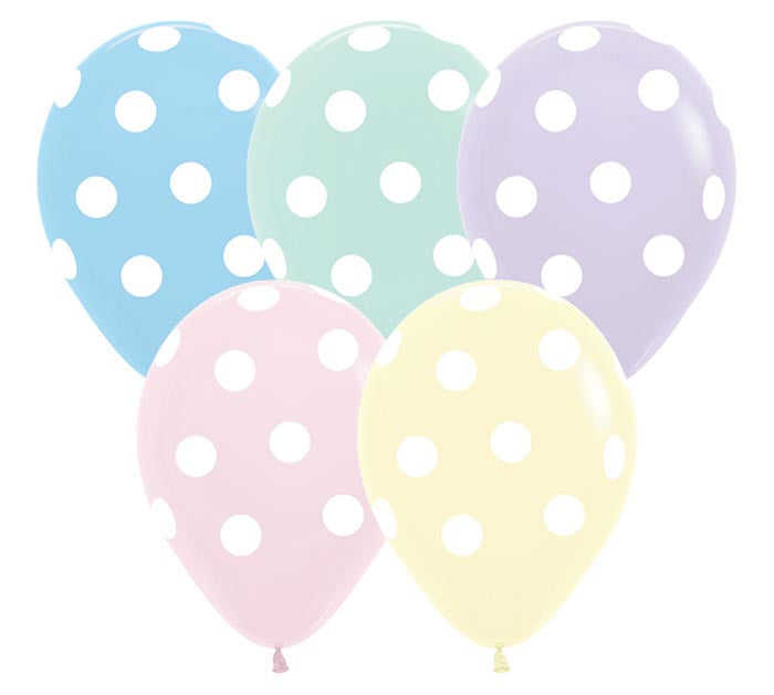 11" SEMPERTEX POLKA DOTS PASTEL ASST