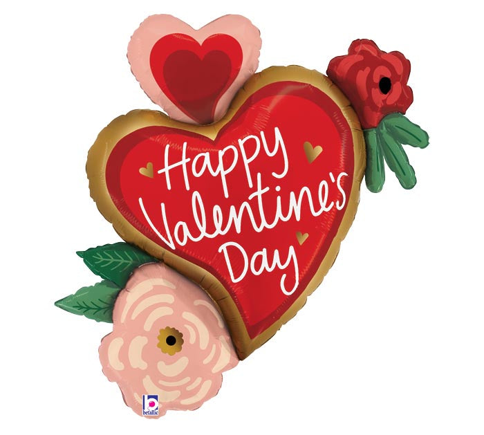 32" HAPPY VALENTINE HEART FLOWERS SHAPE