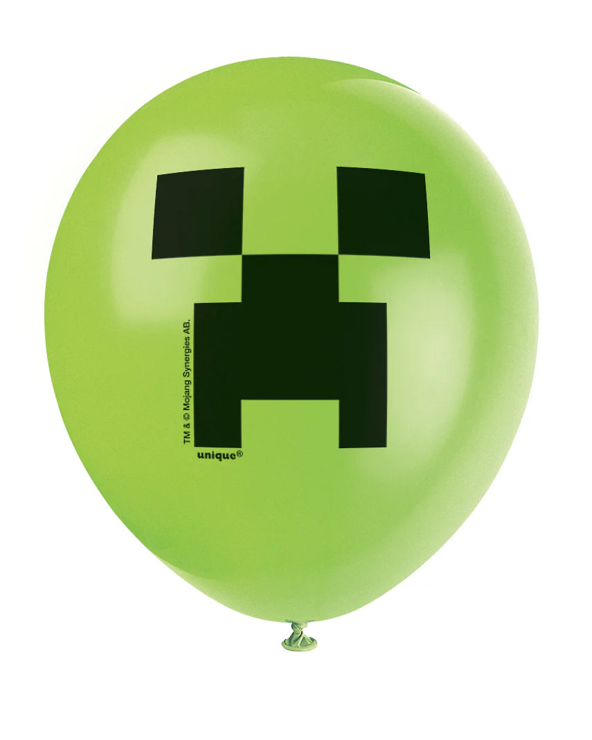 12" Minecraft Latex Balloons 2 Sided (8 Pack)