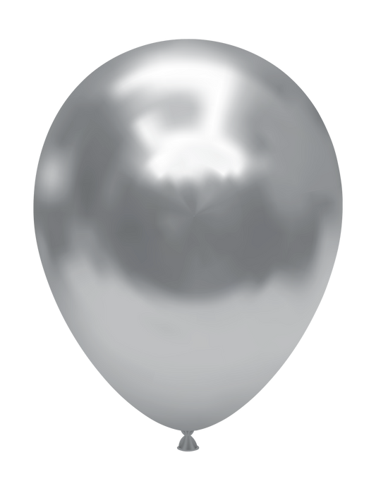 11" Silvery  Chrome Like  Tuftex Effects  Latex Balloons  (50 Per Bag)