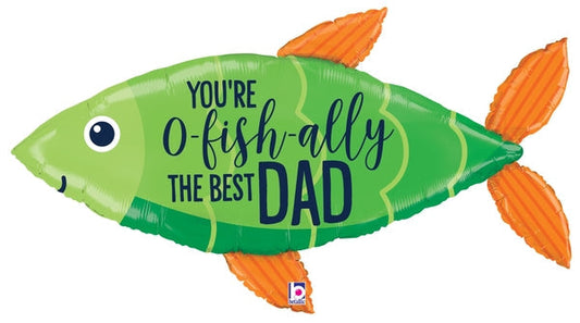 45" Foil Shape  Packaged  You're O'Fishally  Best Dad Foil  Balloon