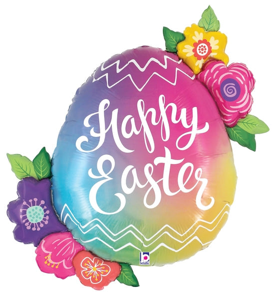 35" Foil Shape  Easter Egg  Flowers Foil  Balloon
