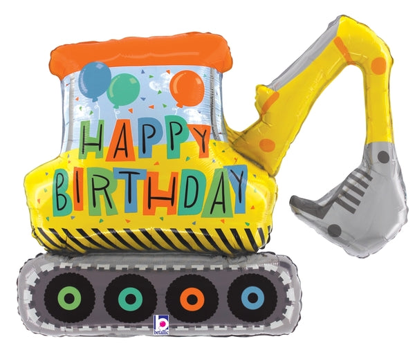 31" Shape  Birthday  Construction  Excavator Foil  Balloon