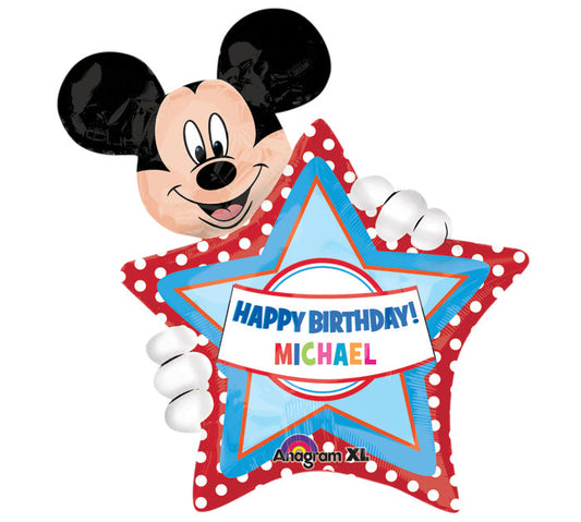 24" Mickey  Happy Birthday  Personalize  Jumbo Balloon  with stickers