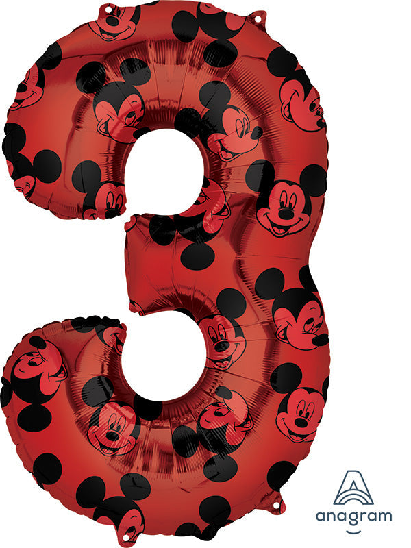 34" Mickey  Mouse Forever  Number 3  SuperShape Foil  Balloon