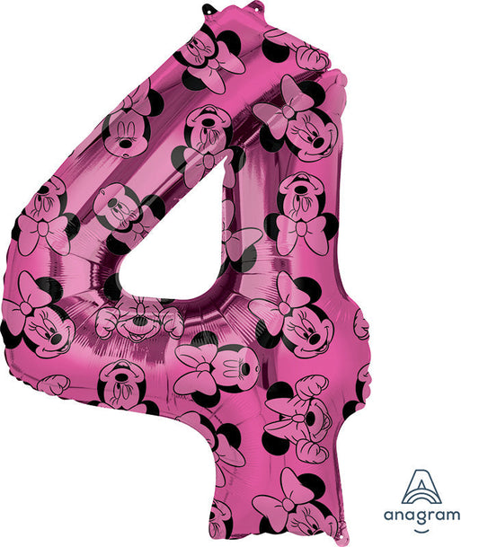 36" Minnie  Mouse Forever  Number 4  SuperShape Foil  Balloon
