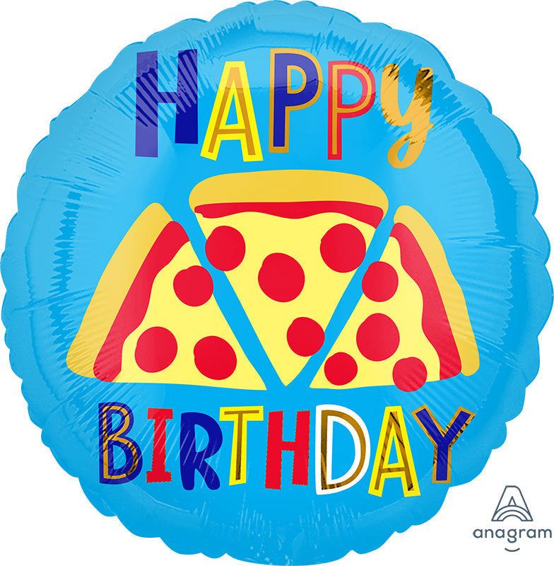 18" Pizza  Happy Birthday  Foil Balloon