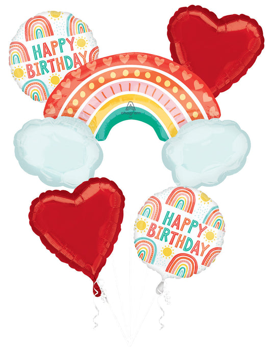 Bouquet Retro  Rainbow  Birthday Foil  Balloon