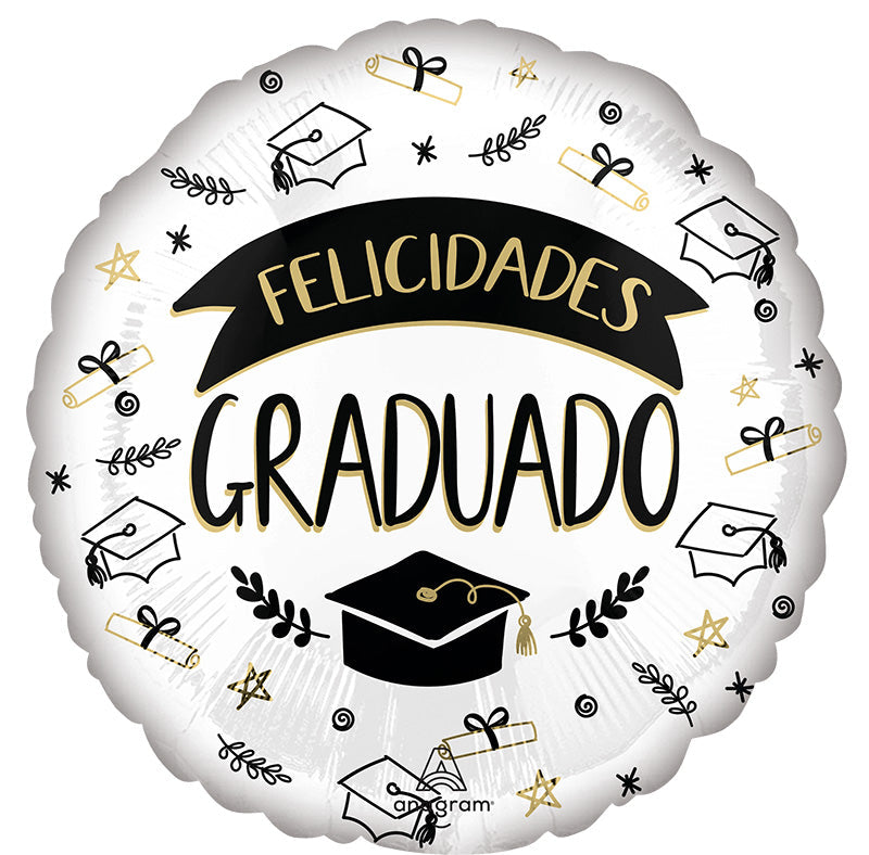18" Sketched  Felicidades  Graduado  (Spanish) Foil  Balloon