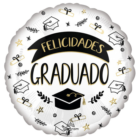 18" Sketched  Felicidades  Graduado  (Spanish) Foil  Balloon