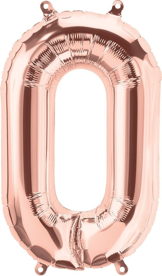 34" Northstar  Brand Packaged Number 0 Rose Gold Balloon