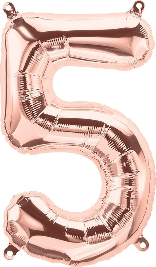 34" Northstar  Brand Packaged  Number 5  Rose Gold  Balloon