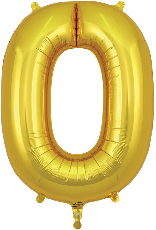 34" Number 0  Gold Oaktree  Foil Balloon