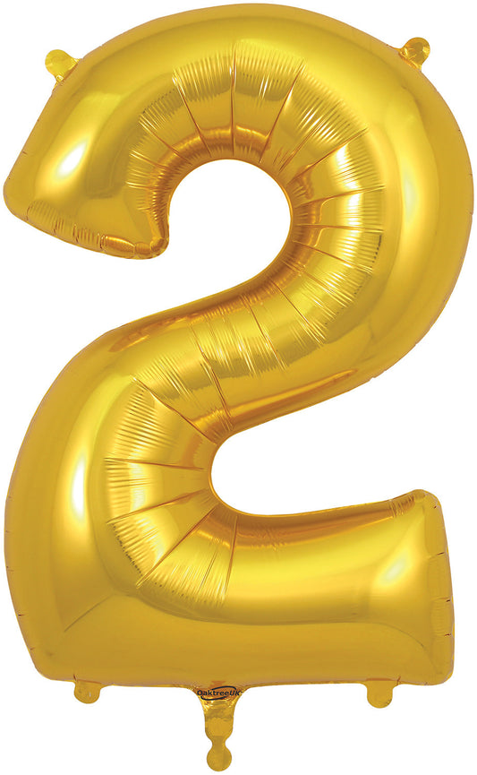 34" Number 2  Gold Oaktree  Foil Balloon