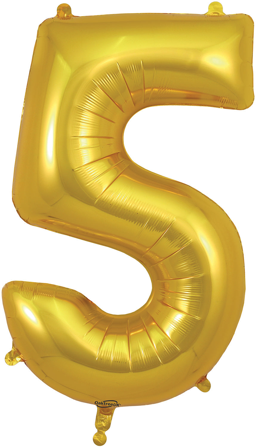 34" Number 5  Gold Oaktree  Foil Balloon
