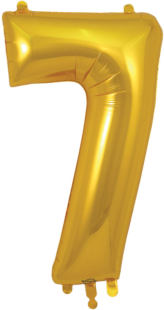 34" Number 7  Gold Oaktree  Foil Balloon