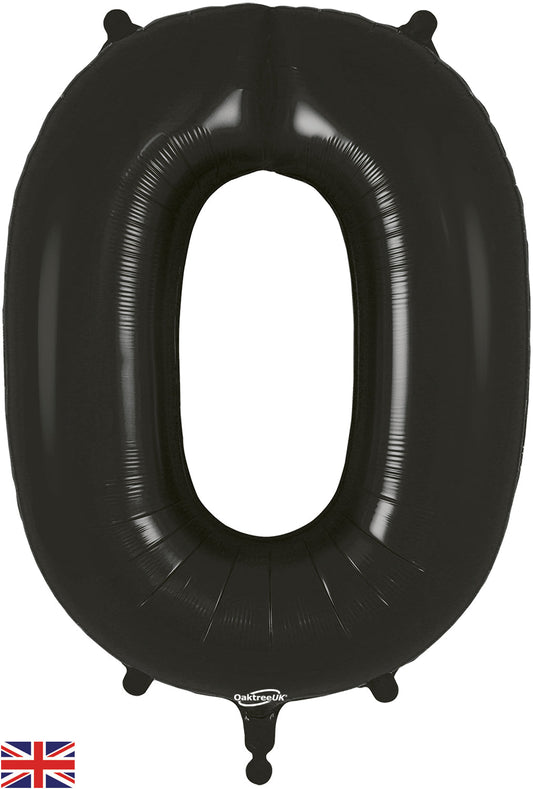 34" Number 0  Black Oaktree  Foil Balloon