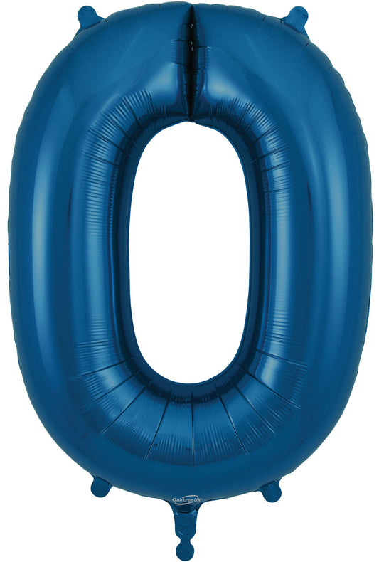34" Number 0  Navy Blue  Oaktree Foil  Balloon
