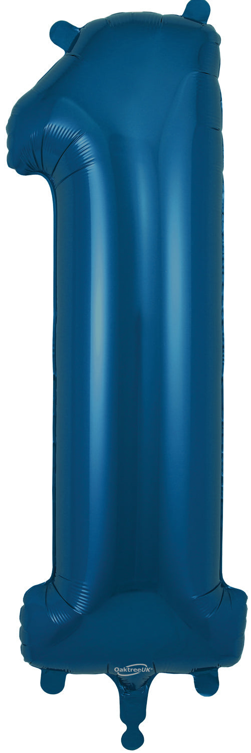 34" Number 1  Navy Blue  Oaktree Foil  Balloon