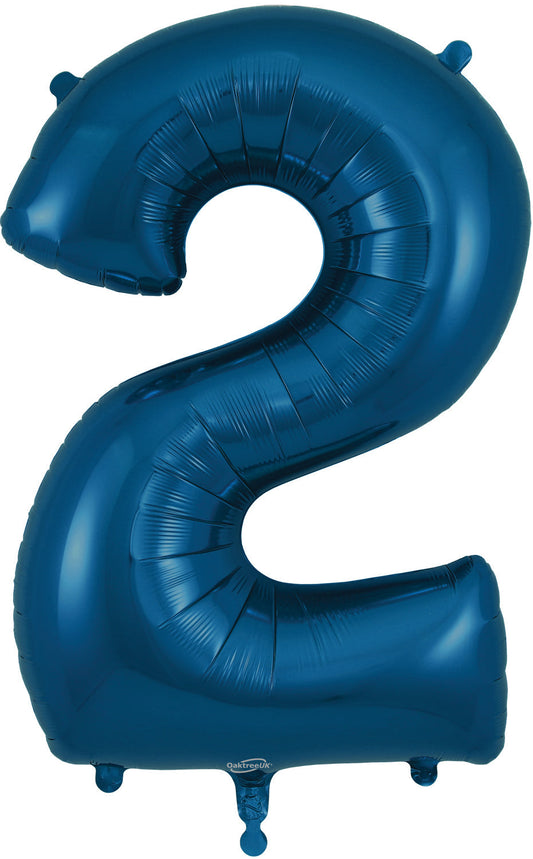 34" Number 2  Navy Blue  Oaktree Foil  Balloon