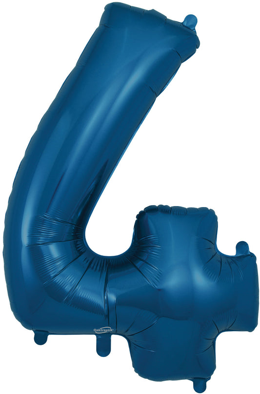 34" Number 4  Navy Blue  Oaktree Foil  Balloon