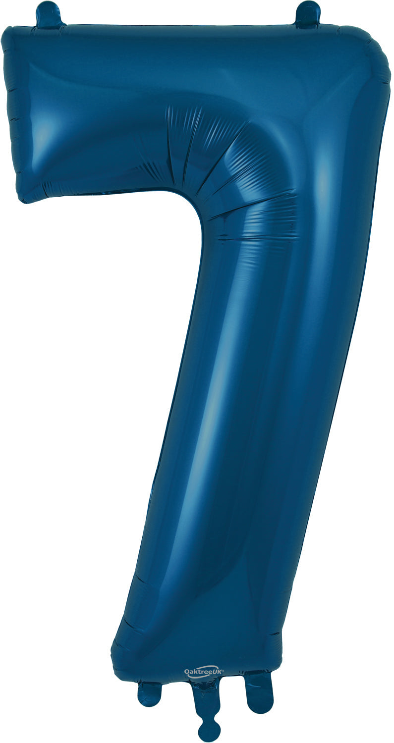 34" Number 7  Navy Blue  Oaktree Foil  Balloon