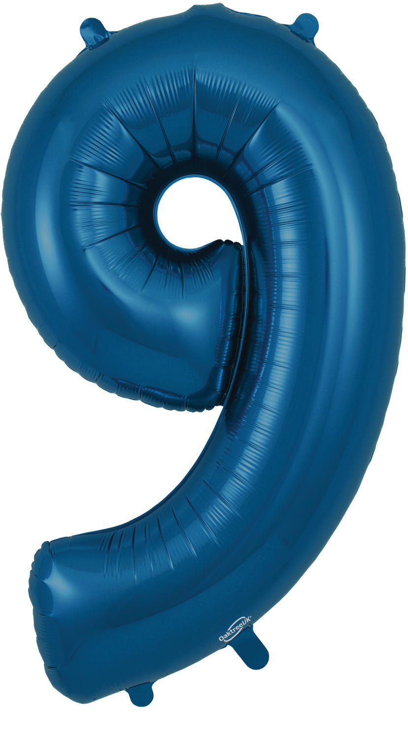 34" Number 9  Navy Blue  Oaktree Foil  Balloon