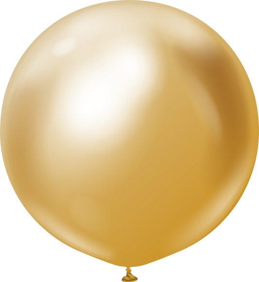 24" Kalisan  Latex Balloons  Mirror Gold (5  Per Bag)