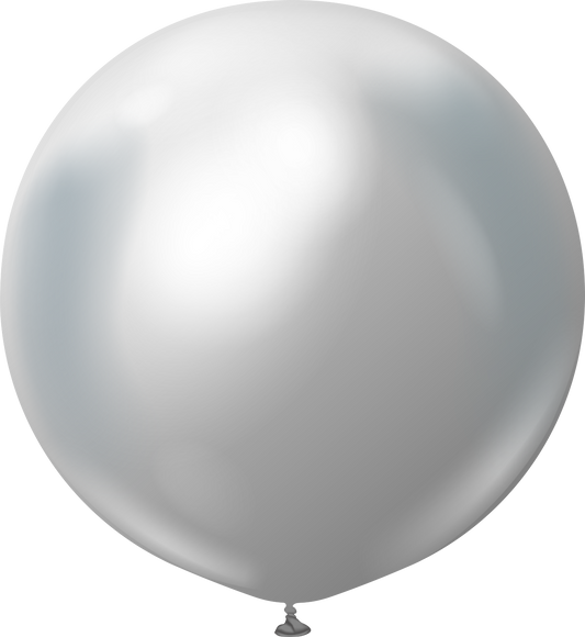 36" Kalisan  Latex Balloons  Mirror Silver (2  Per Bag)