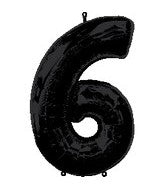 34" Anagram Brand Black Number 6 Balloon