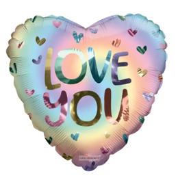 18" Love You Swirl Heart Foil Balloon